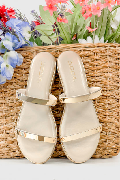 Keith- Bone &amp; Gold Bar Detail Sandals