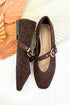 Linda- Dark Brown Suede Flats