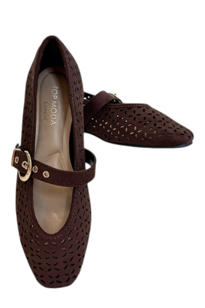 Linda- Dark Brown Suede Flats