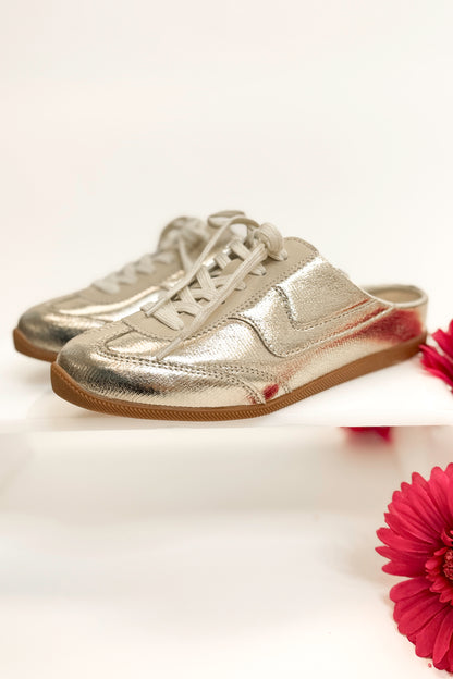Mackay- Gold Slip On Sneakers side view