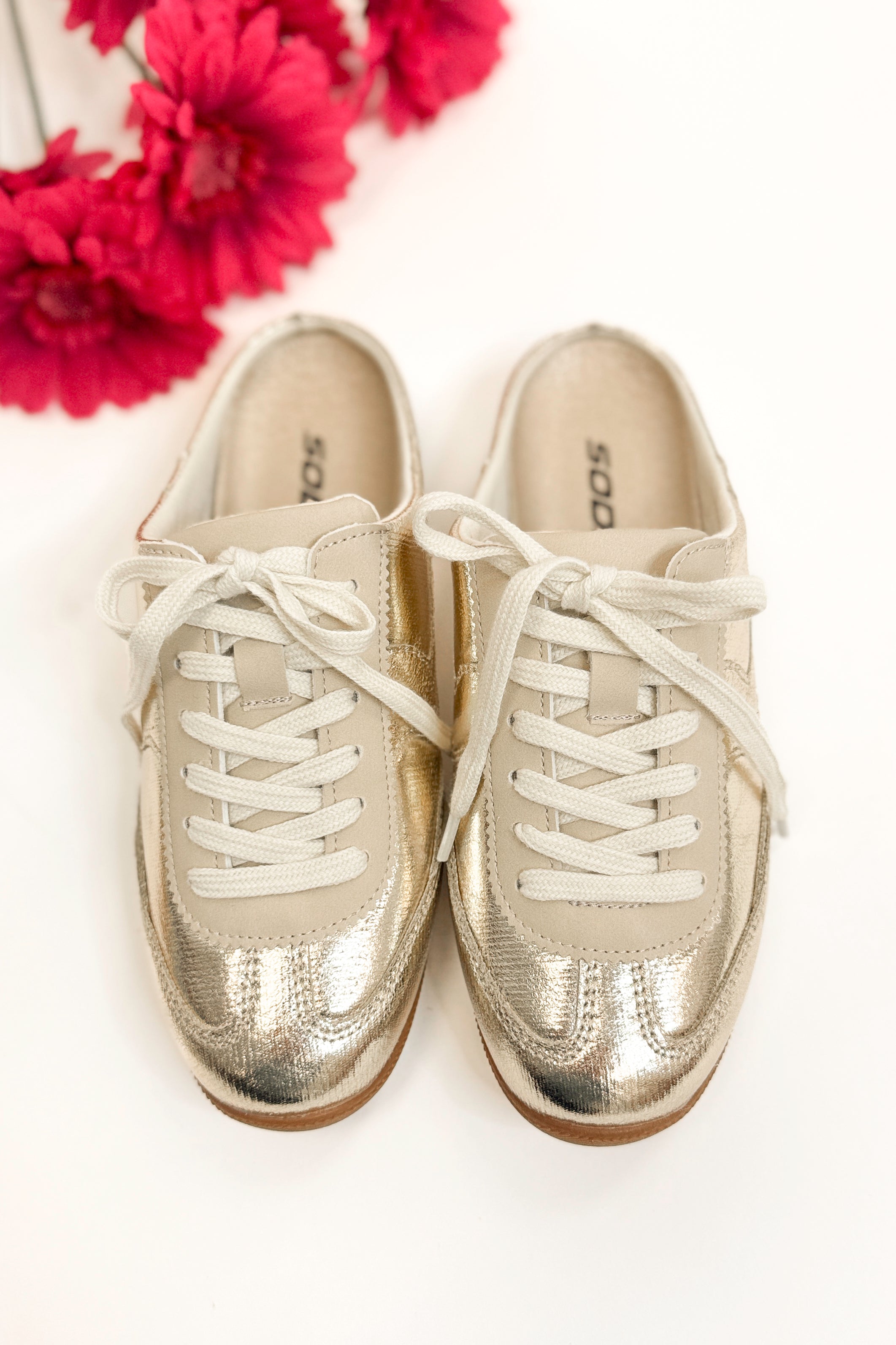 Mackay- Gold Slip On Sneakers top view