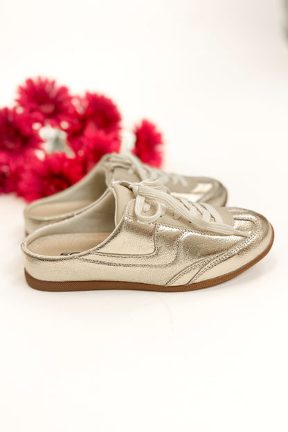Mackay- Gold Slip On Sneakers side view