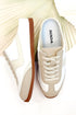 Mackay- White & Beige Slip On Sneakers top view against white background.