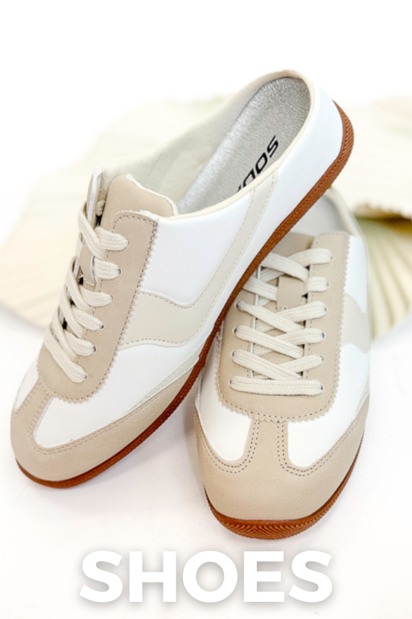 image of beige and shite slip on sneakers with brown sole and beige laces