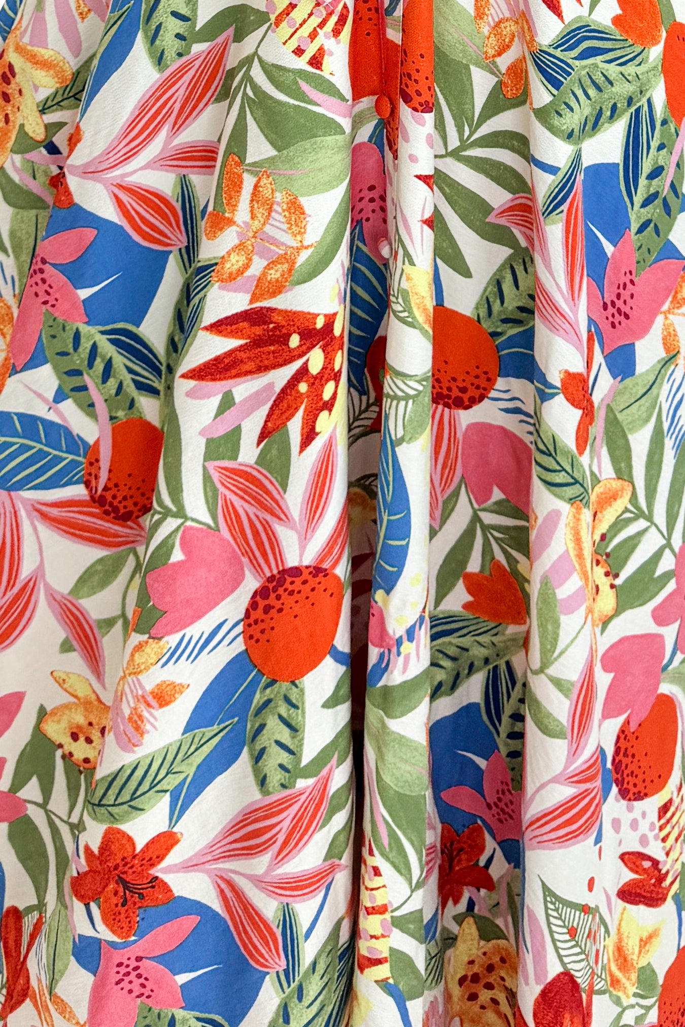  Multi Floral Midi Dress fabric view
