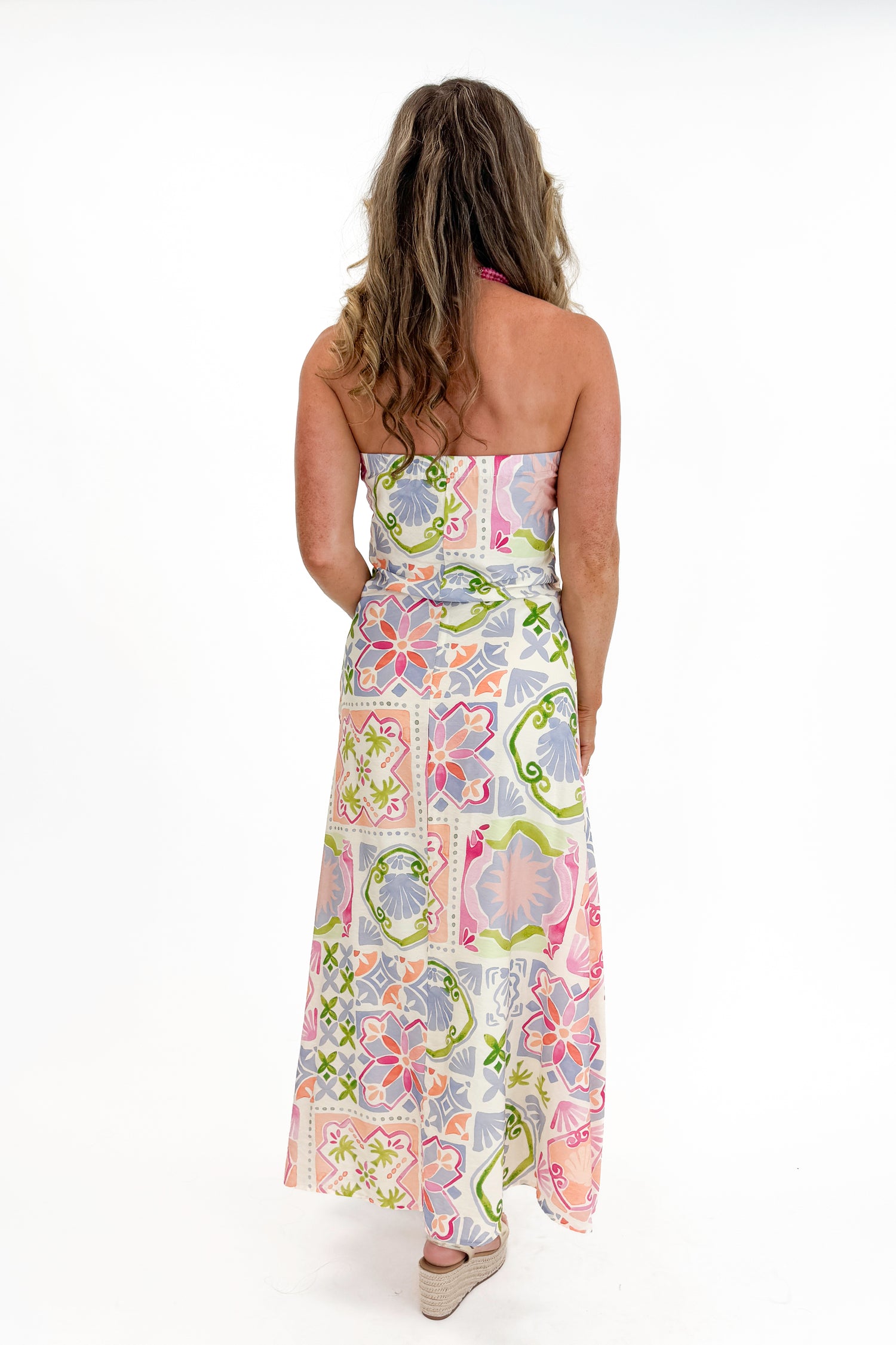 Multi Print Strapless Midi Dress | Women's Boutique Style Multi Print Strapless Midi Dress | Women's Boutique Style