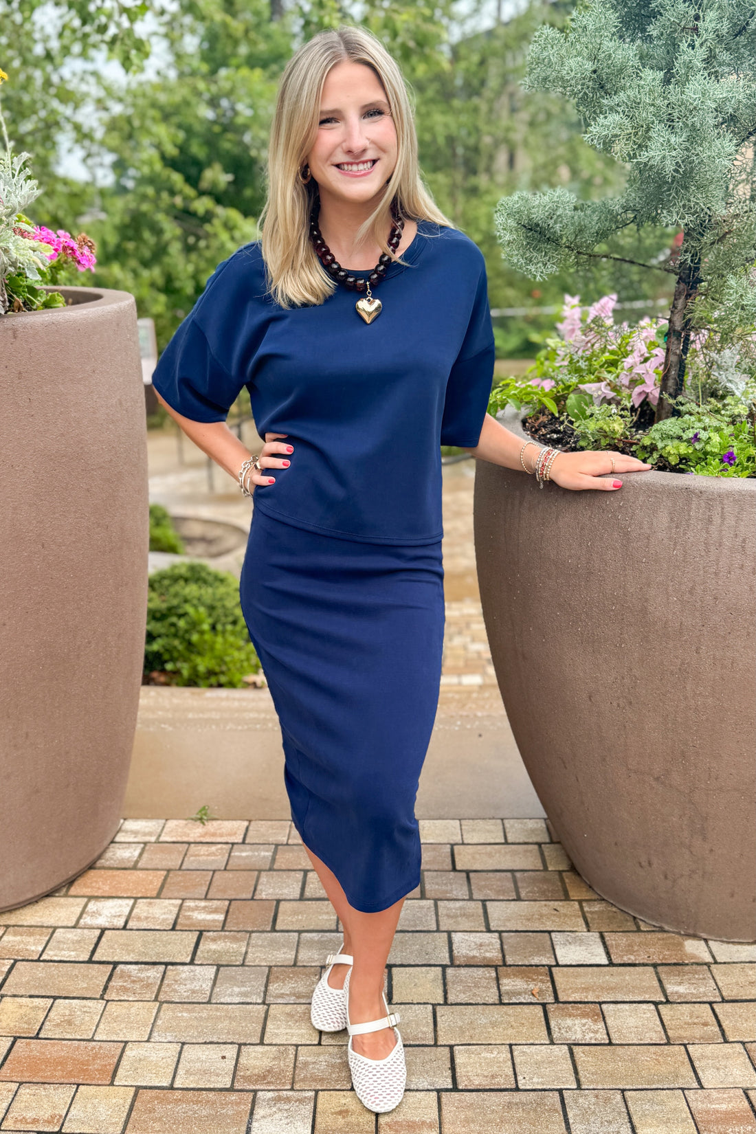 So It Goes Navy Midi Skirt