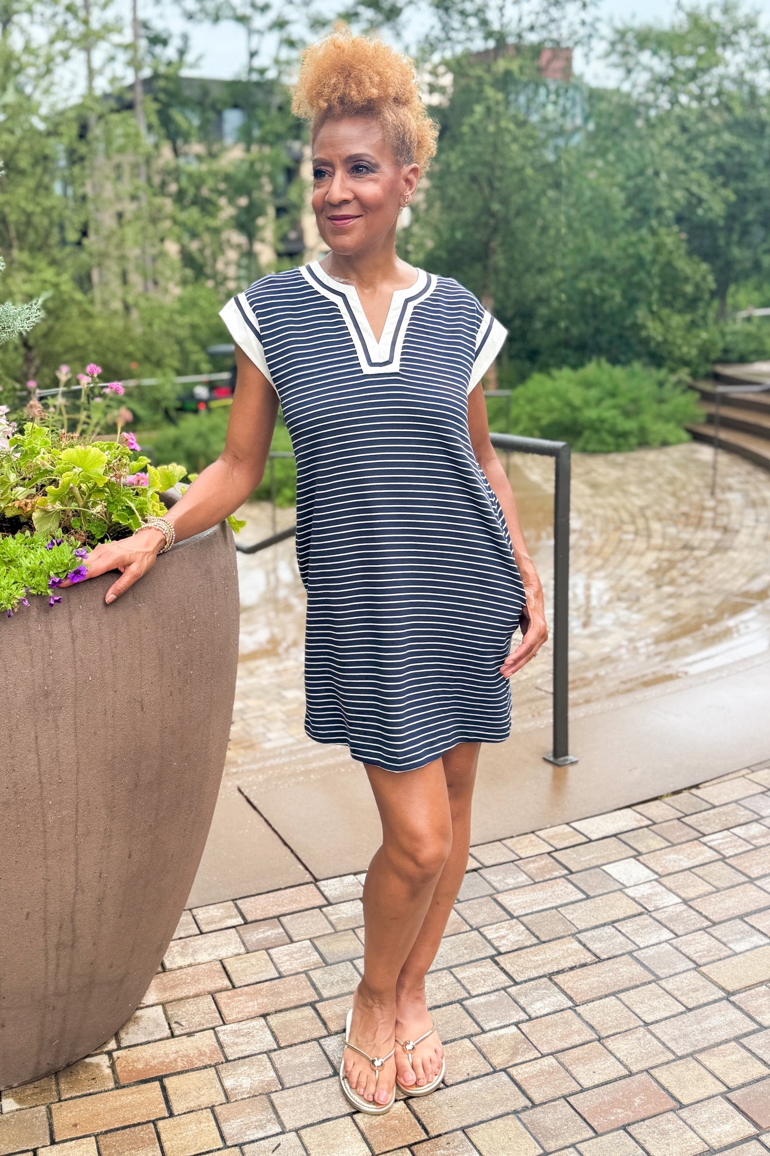 Navy Striped Shift Dress | Women's Boutique Style