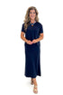 Front view of woman wearing Swagger Boutique’s Navy Tee and Dress Set against white studio background.