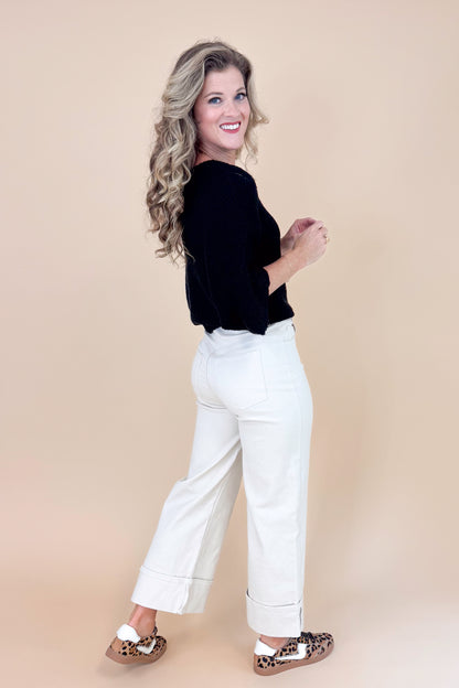 Sherry Sand Cuffed Jeans by Entro