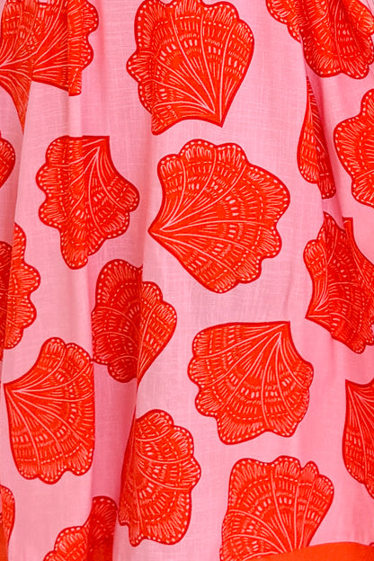 Pink &amp; Orange Printed Midi Dress by Entro fabric view