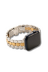 A two-tone smartwatch band featuring polished silver and gold-tone oval links, attached to a black smartwatch with a glossy black screen, shown on a plain white background.