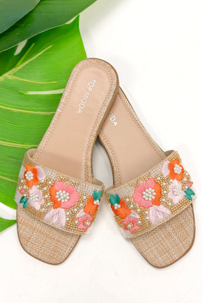 Rae- Multi Floral Beaded Sandals