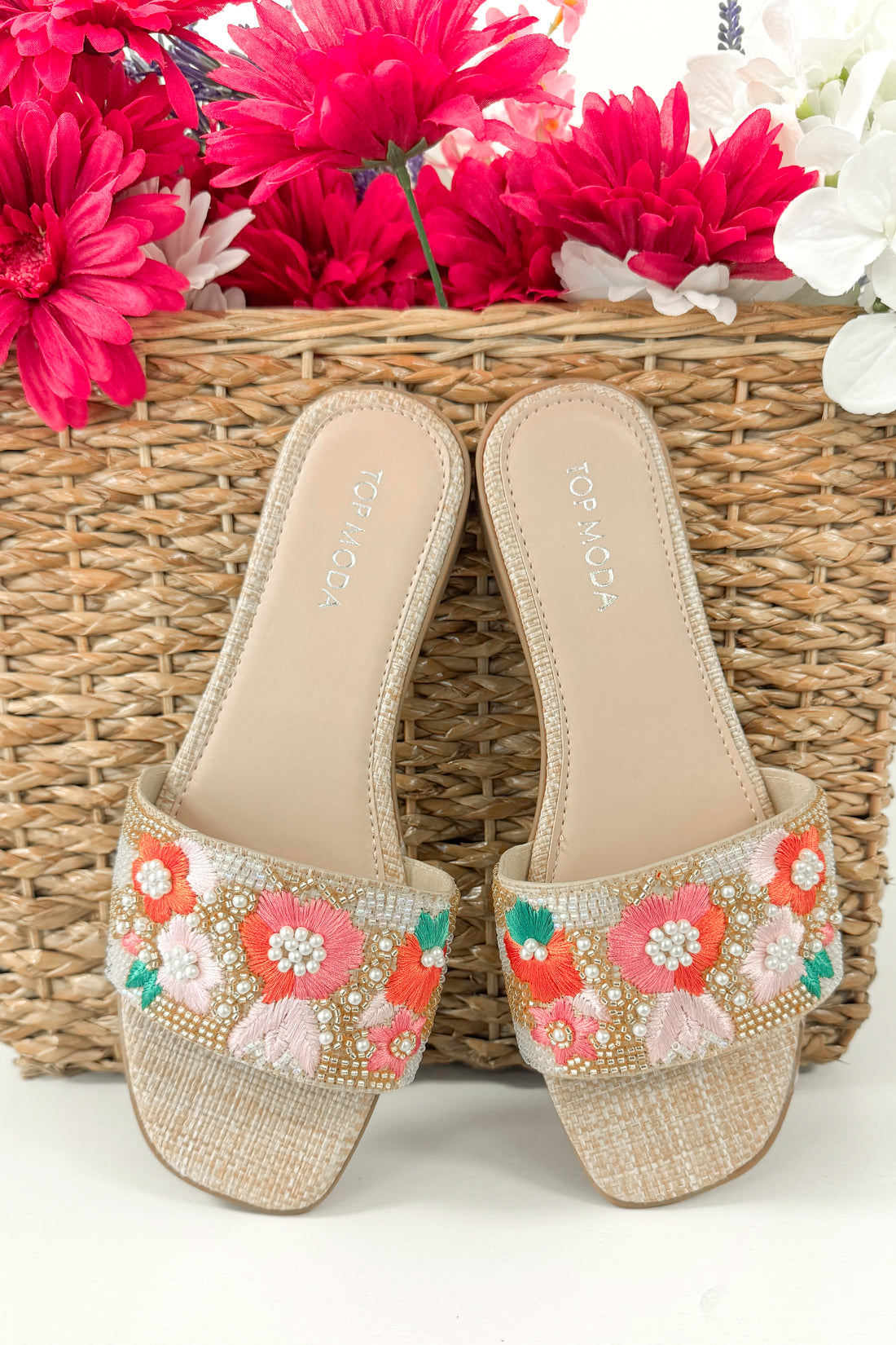 Rae- Multi Floral Beaded Sandals