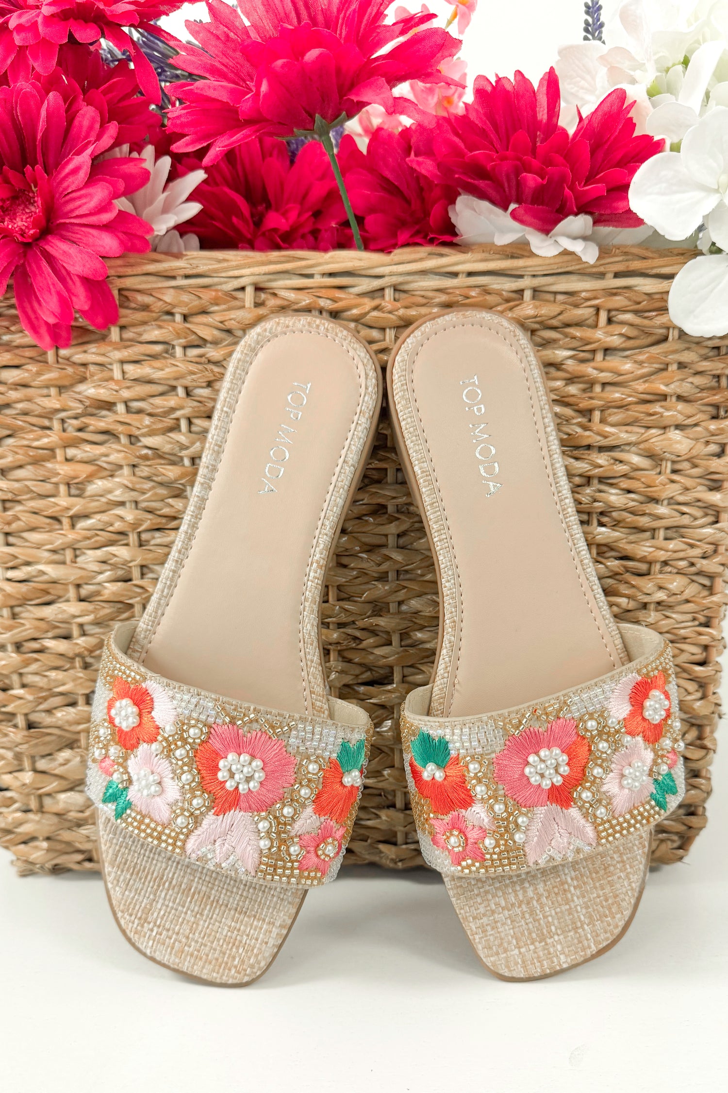 Rae- Multi Floral Beaded Sandals