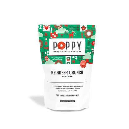 Poppy Popcorn Reindeer Crunch bag shown. 