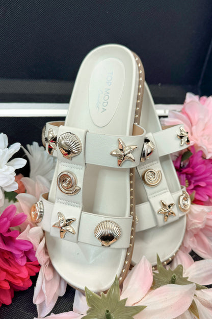 Sailor- Ivory Shell Stud Sandals