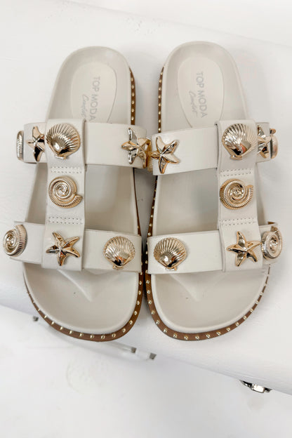 Sailor- Ivory Shell Stud Sandals