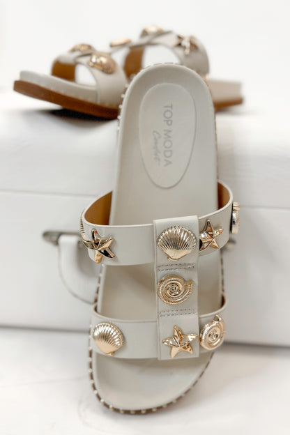 Sailor- Ivory Shell Stud Sandals