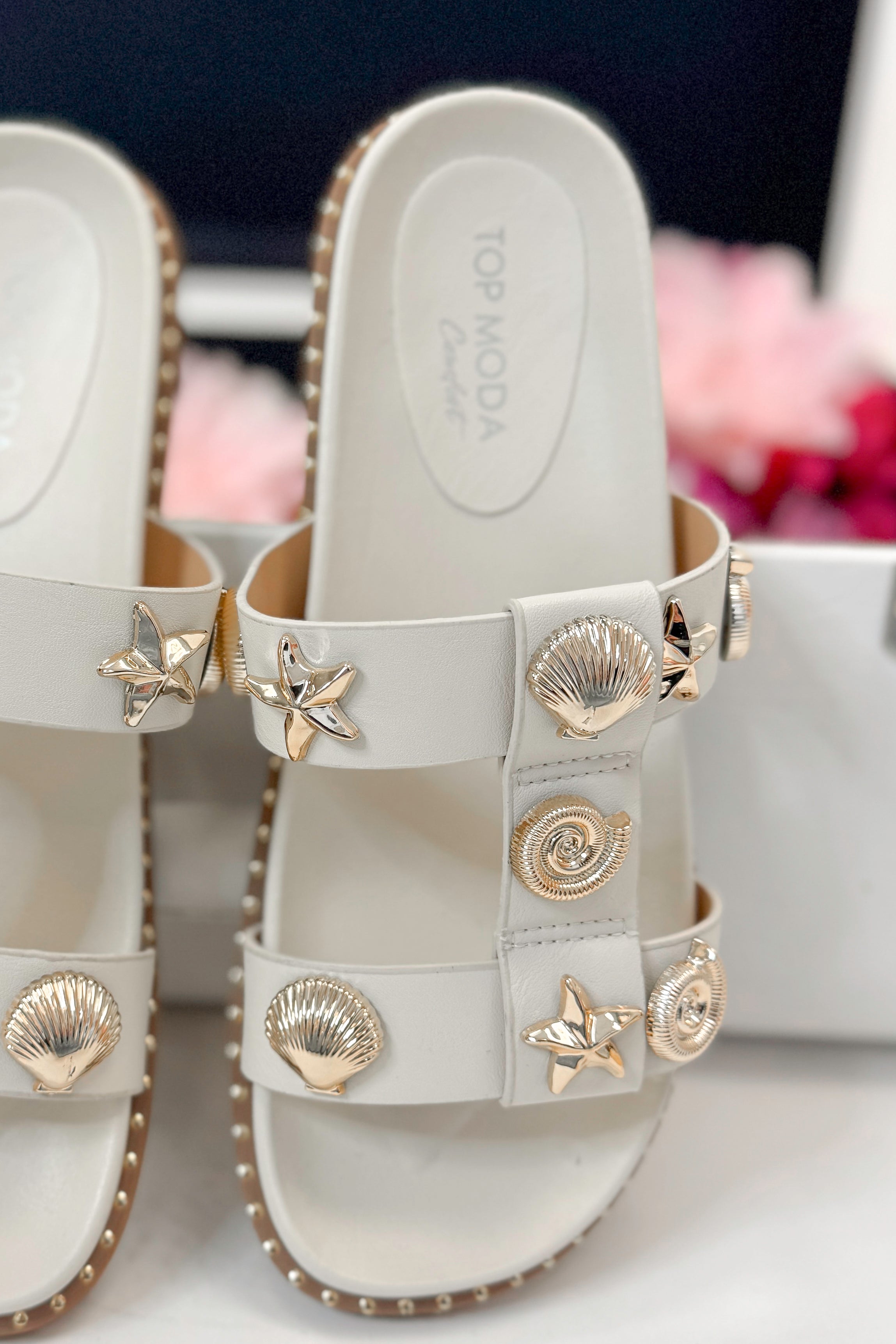 Sailor- Ivory Shell Stud Sandals