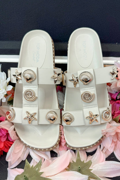 Sailor- Ivory Shell Stud Sandals