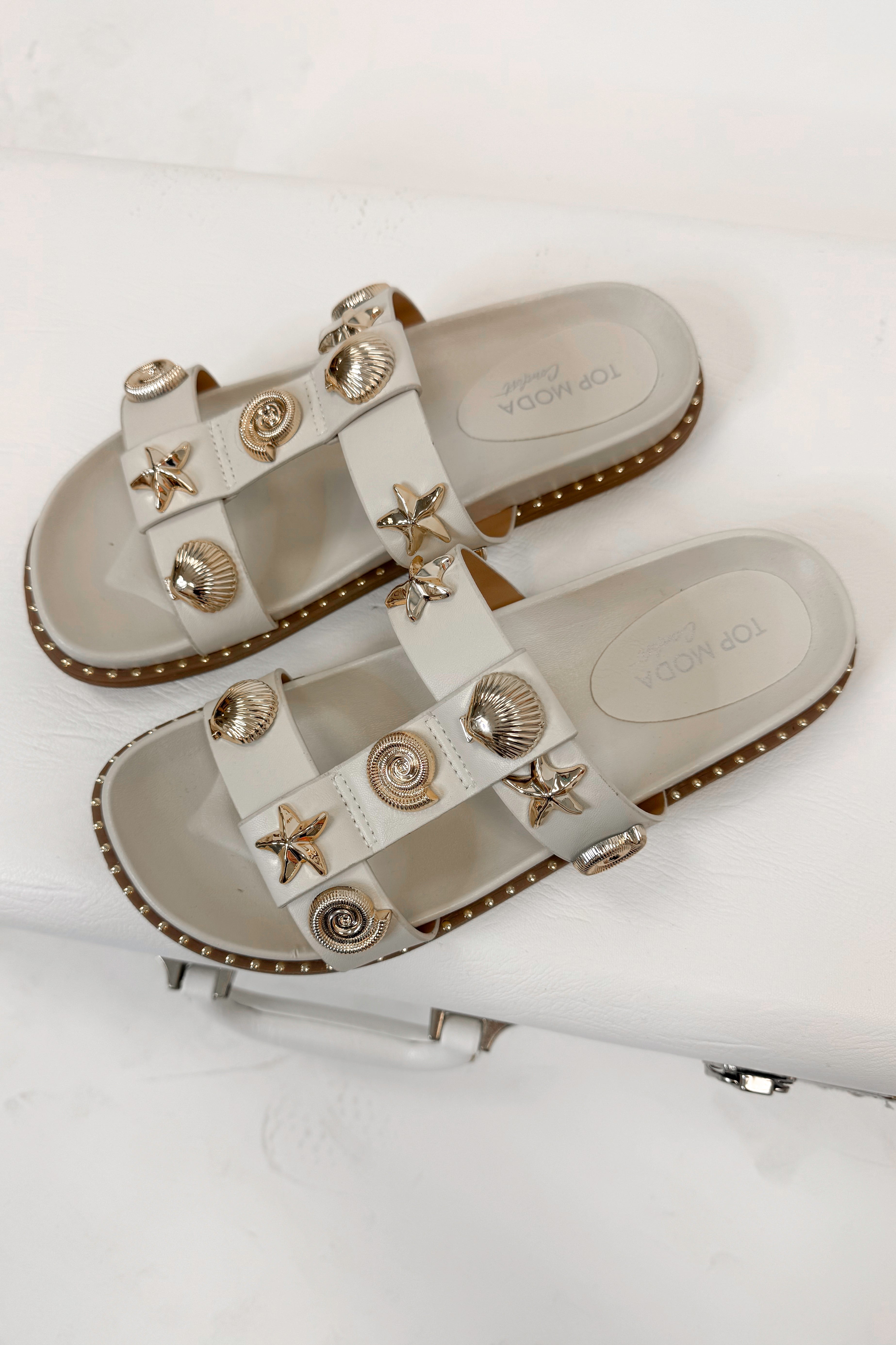 Sailor- Ivory Shell Stud Sandals