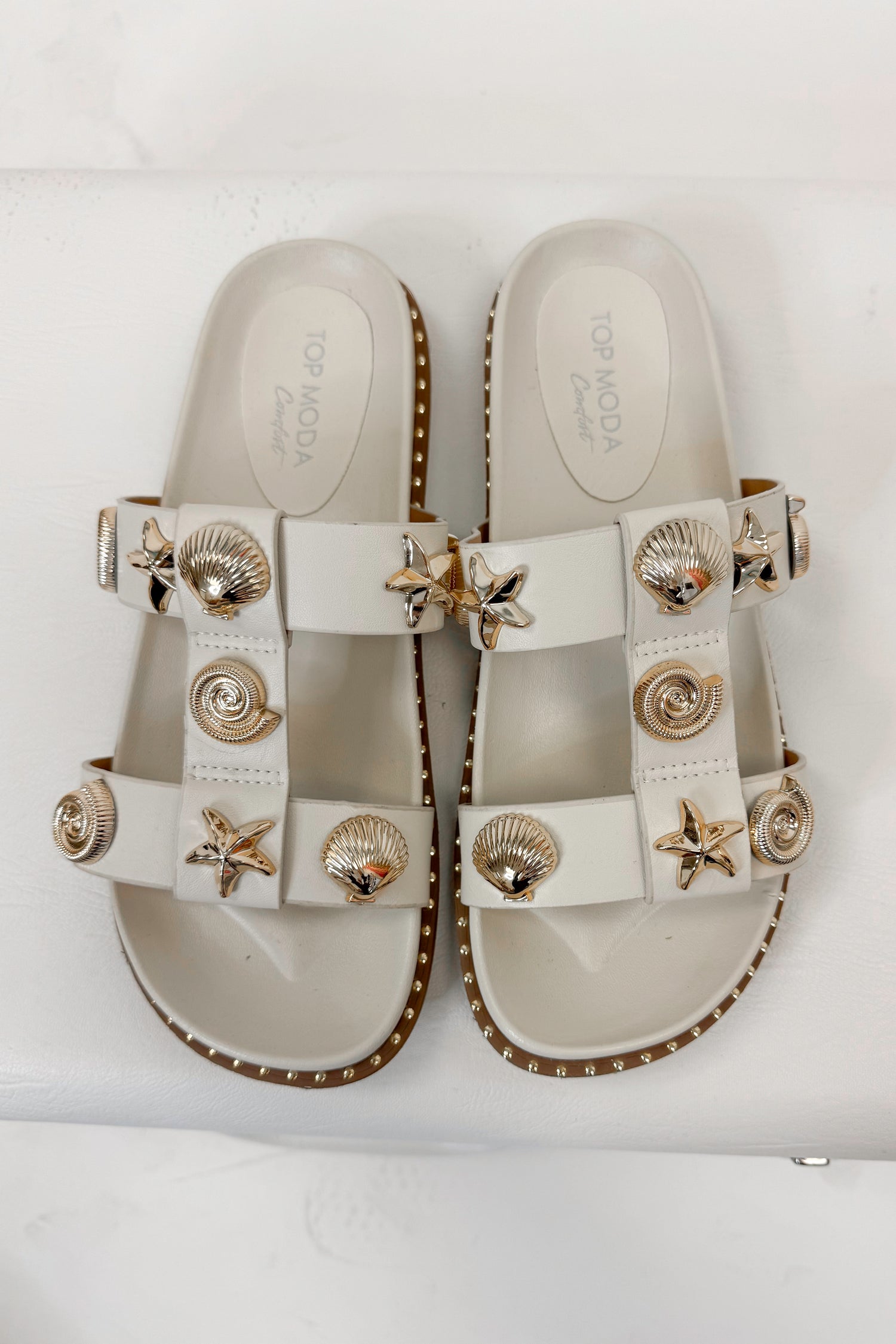 Sailor- Ivory Shell Stud Sandals