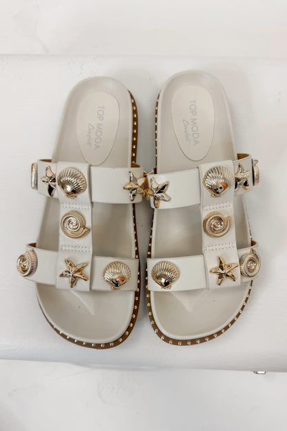 Sailor- Ivory Shell Stud Sandals
