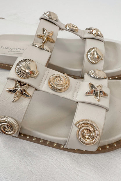 Sailor- Ivory Shell Stud Sandals