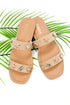 Samoa- Raffia Double Strap Shell Stud Sandals