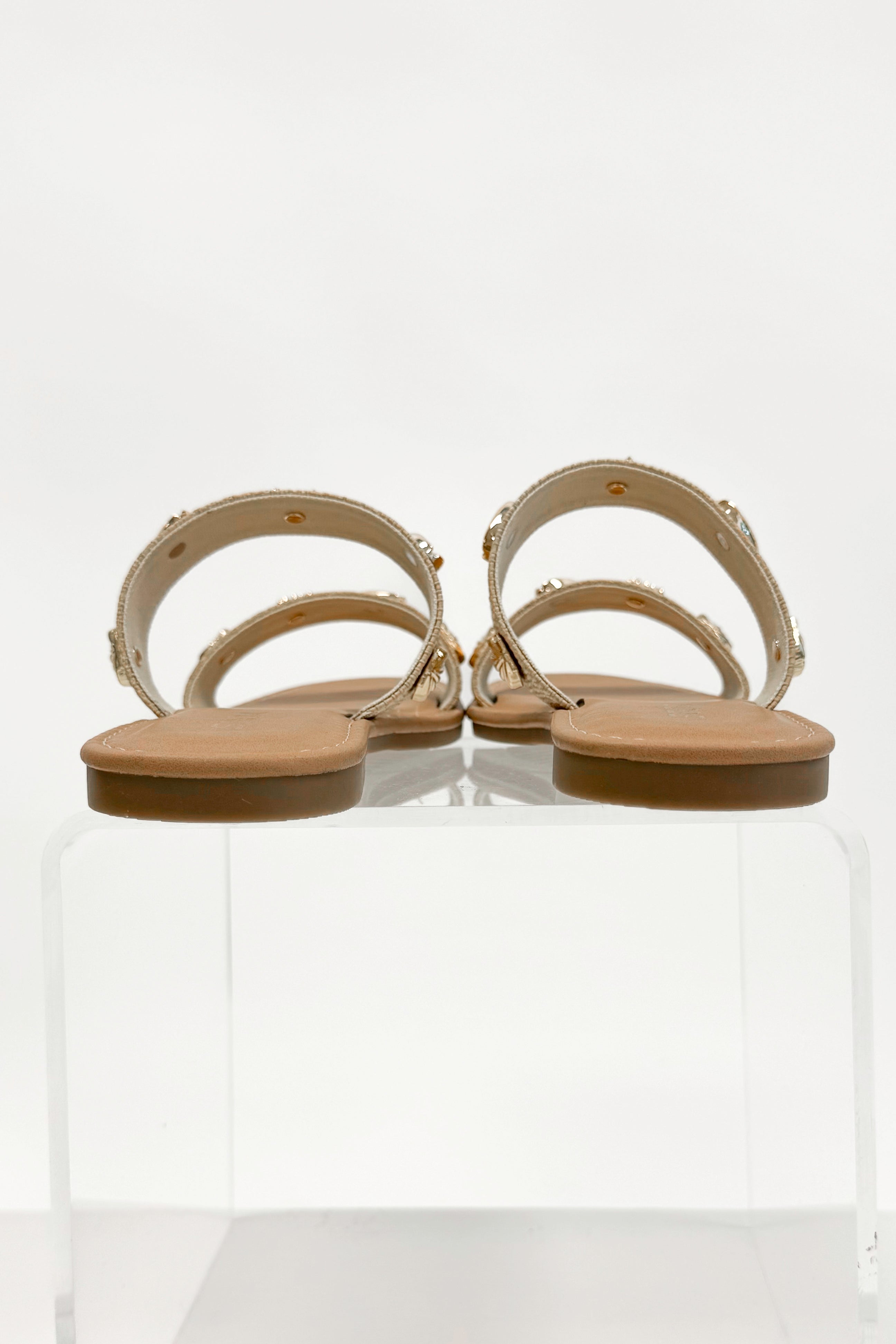 Samoa- Raffia Double Strap Shell Stud Sandals back view