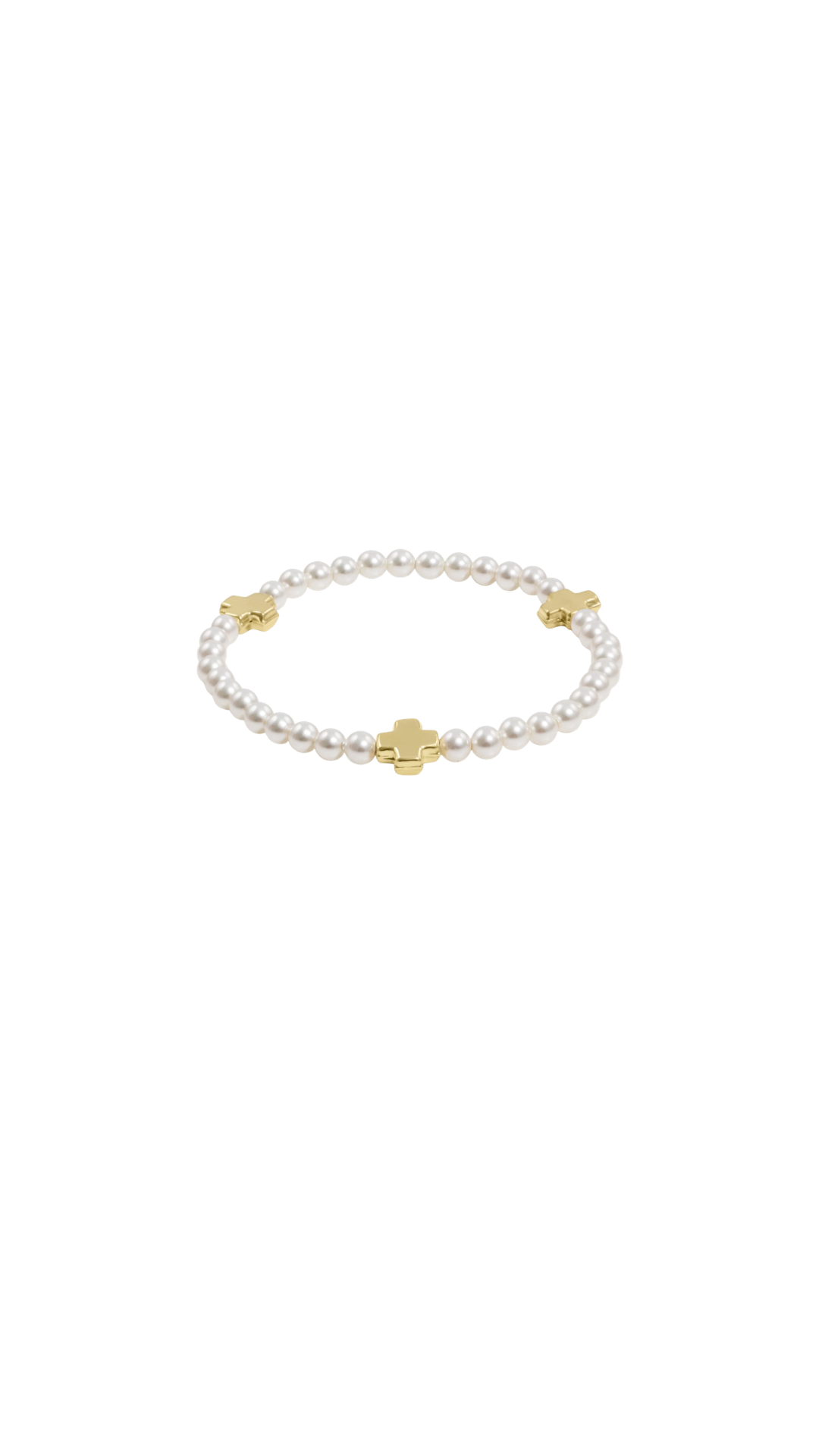 Pearl bracelet with gold accents on a white background