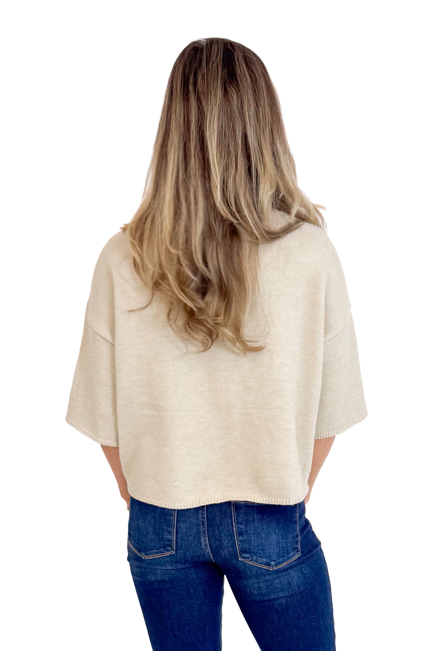 No Holding Back Ecru Button Up Short Sleeve Cardigan