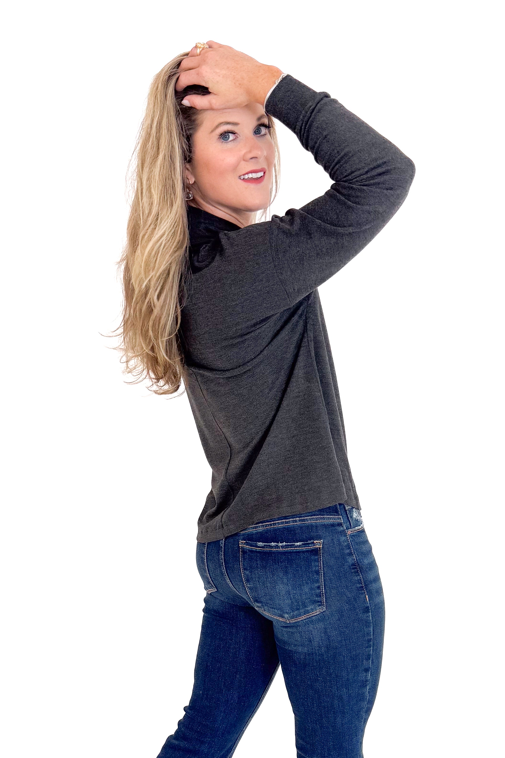 Soft Landing Charcoal Turtleneck Top