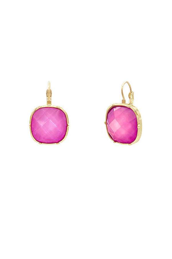 Square Stone Drop Earrings