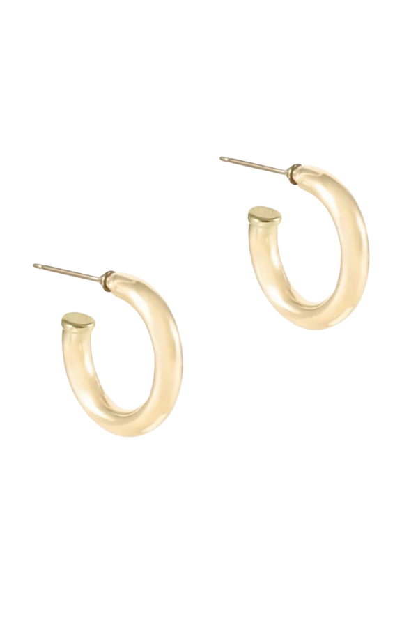 Round Gold 1&quot; Post Hoop Earrings - 4mm by enewton