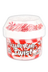 Jar of Candy Cane Twist slime on a white background