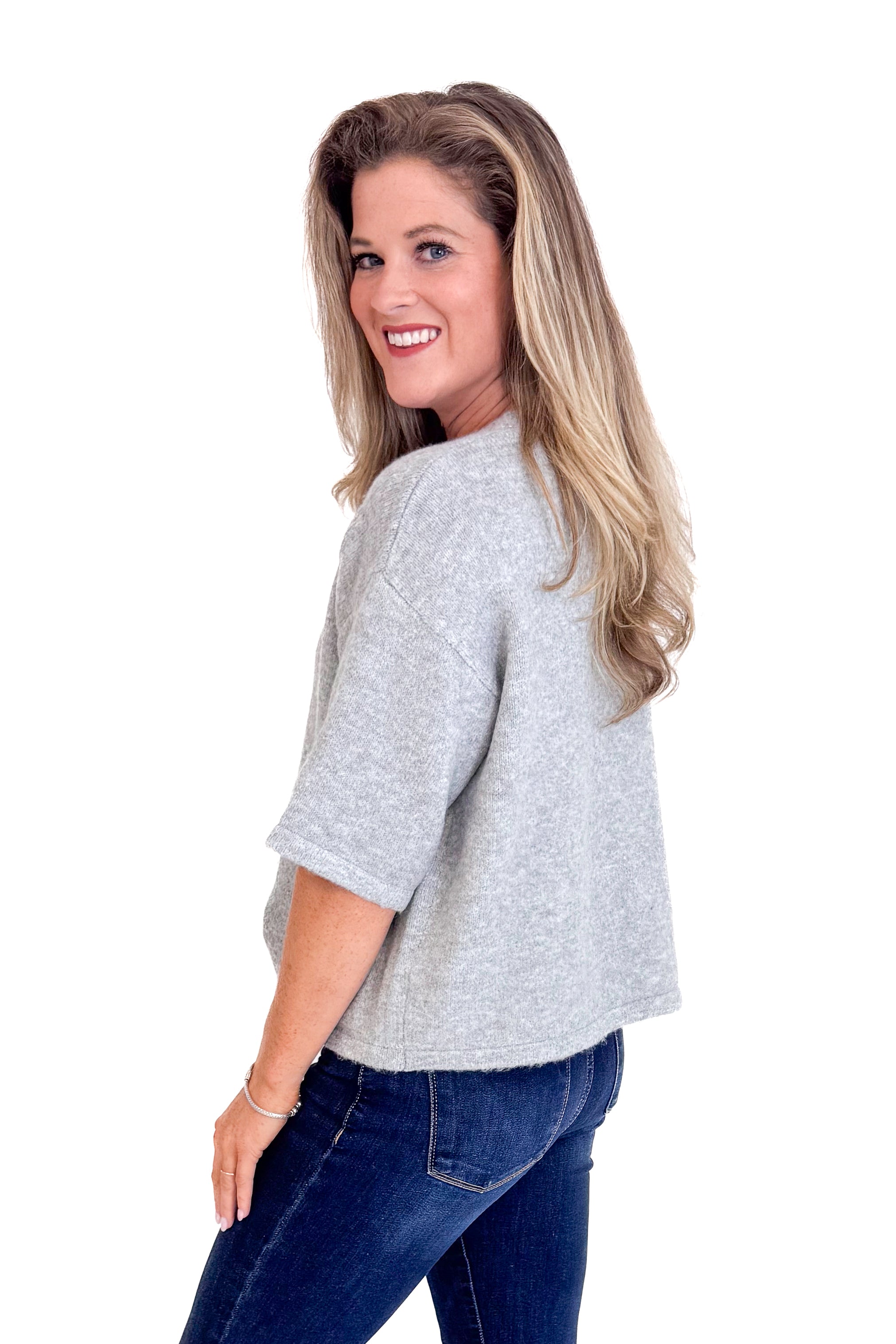Unending Need Heather Grey Button Up Half Sleeve Cardigan