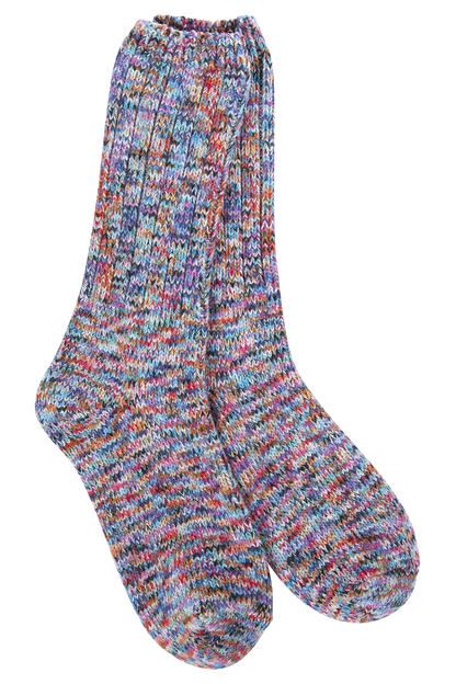 Multicolored sock on a white background