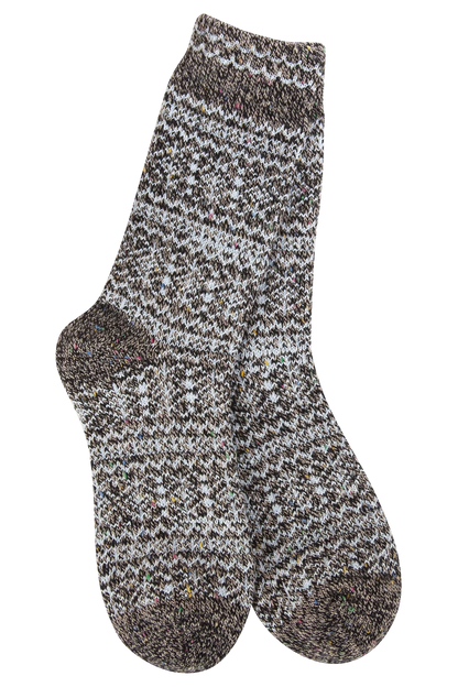 Pair of gray and white marbled socks on a white background