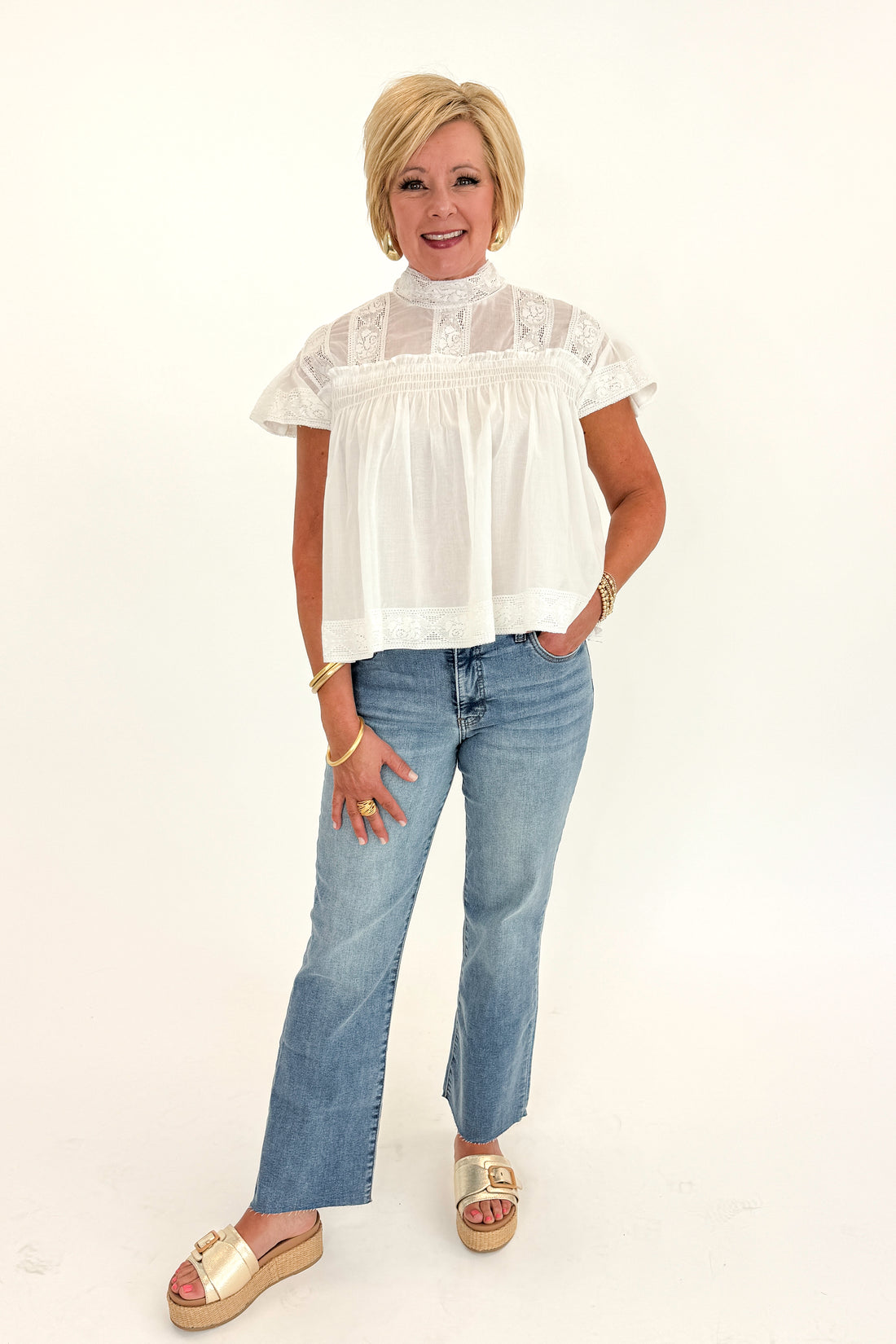 Front view of woman wearing Swagger Boutique&