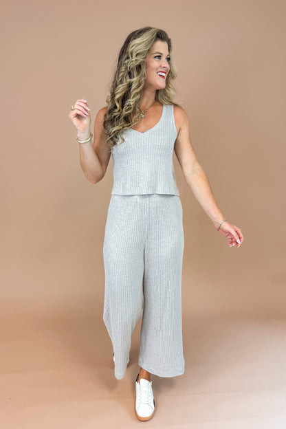 Sloane V-neck Rib Tank In Slate Grey by Z Supply