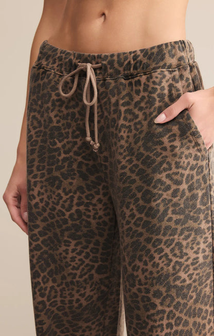 Hunter Knit Pants In Desert Tan Leopard by Z Supply