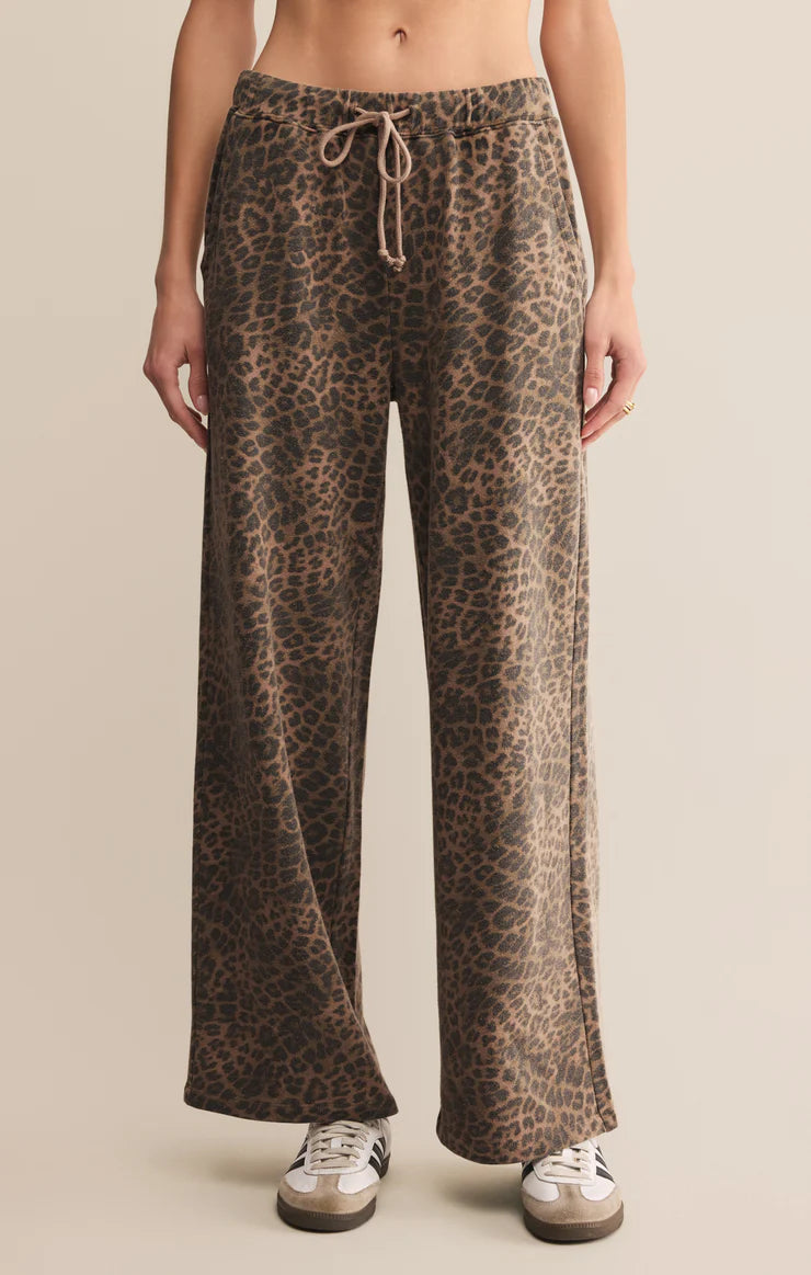 Hunter Knit Pants In Desert Tan Leopard by Z Supply