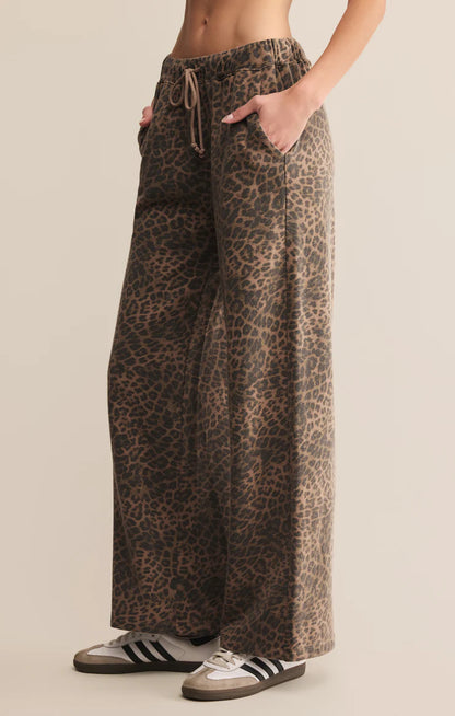 Hunter Knit Pants In Desert Tan Leopard by Z Supply