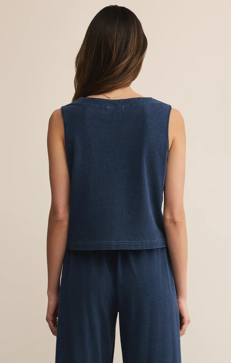 Solace Jersey Denim Top In Indigo by Z Supply