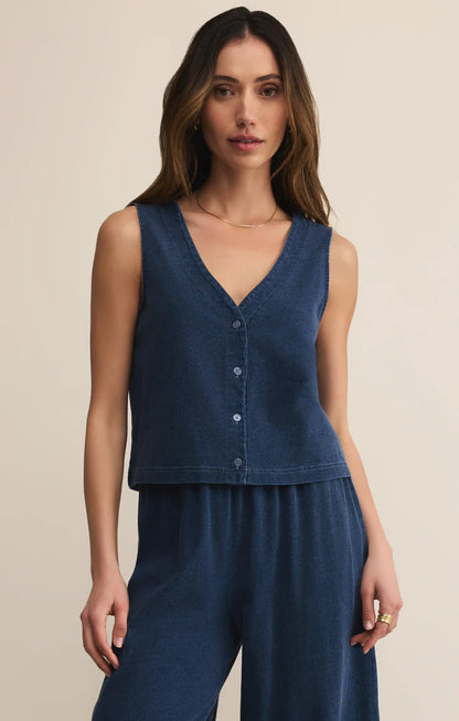 Solace Jersey Denim Top In Indigo by Z Supply