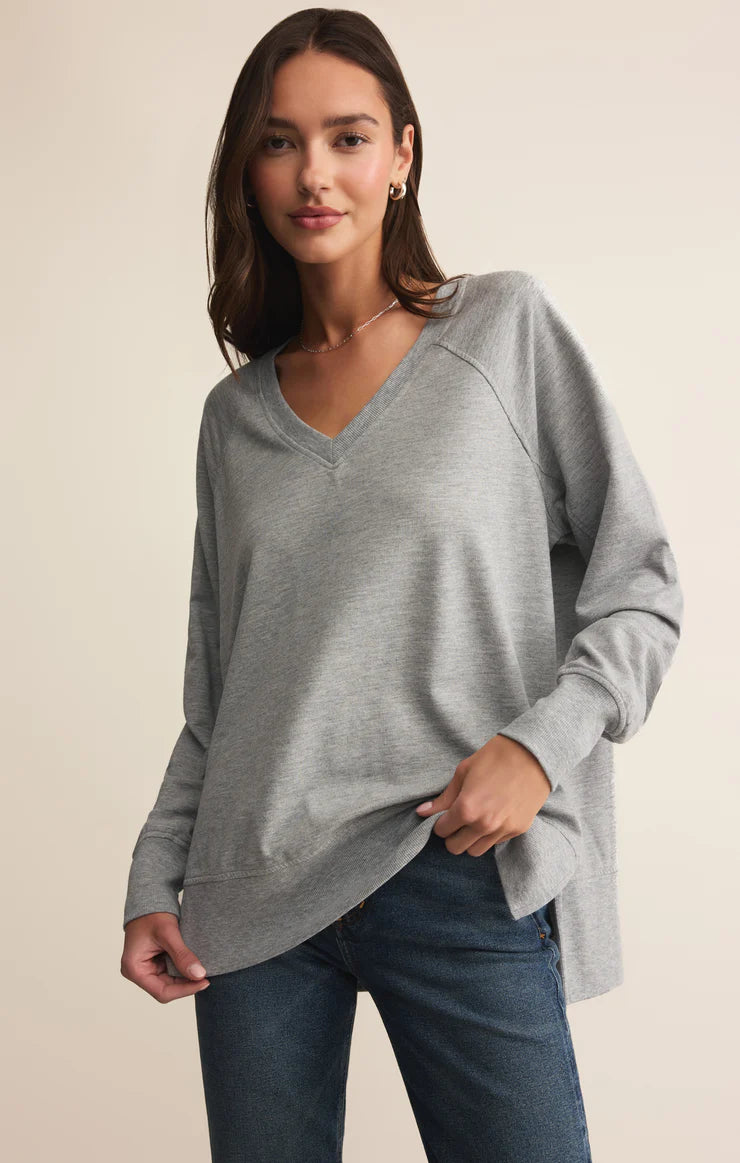 Weekender V-Neck In Classic Heather Grey by Z-Supply