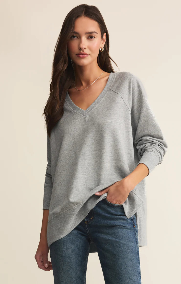 Weekender V-Neck In Classic Heather Grey by Z-Supply