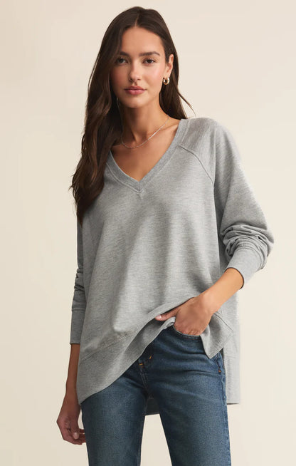 Weekender V-Neck In Classic Heather Grey by Z-Supply